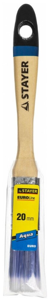 STAYER AQUA 20 мм, 3/4″ искусственная щетина, деревянная ручка для воднодисперсионных и акриловых ЛКМ, Плоская кисть, EURO (01062-020) - фотография № 5
