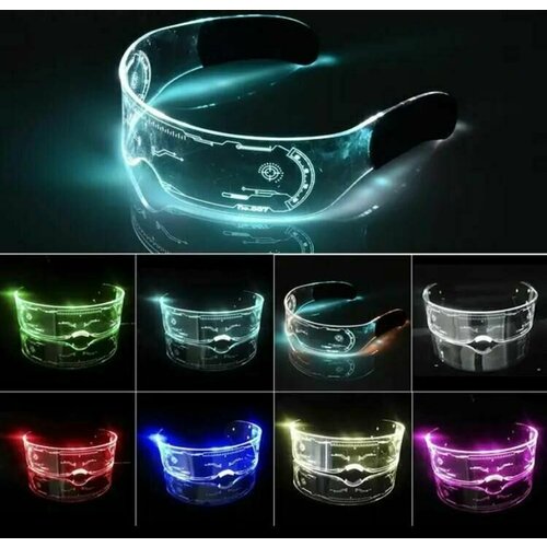 Очки неоновые светящиеся LED прозрачные очки селфи