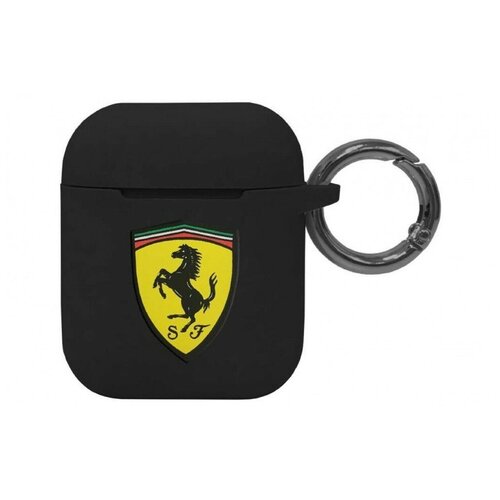 Чехол с карабином CG Mobile Ferrari Silicone case with ring для AirPods 1/2, цвет Черный (FESACCSILSHBK)
