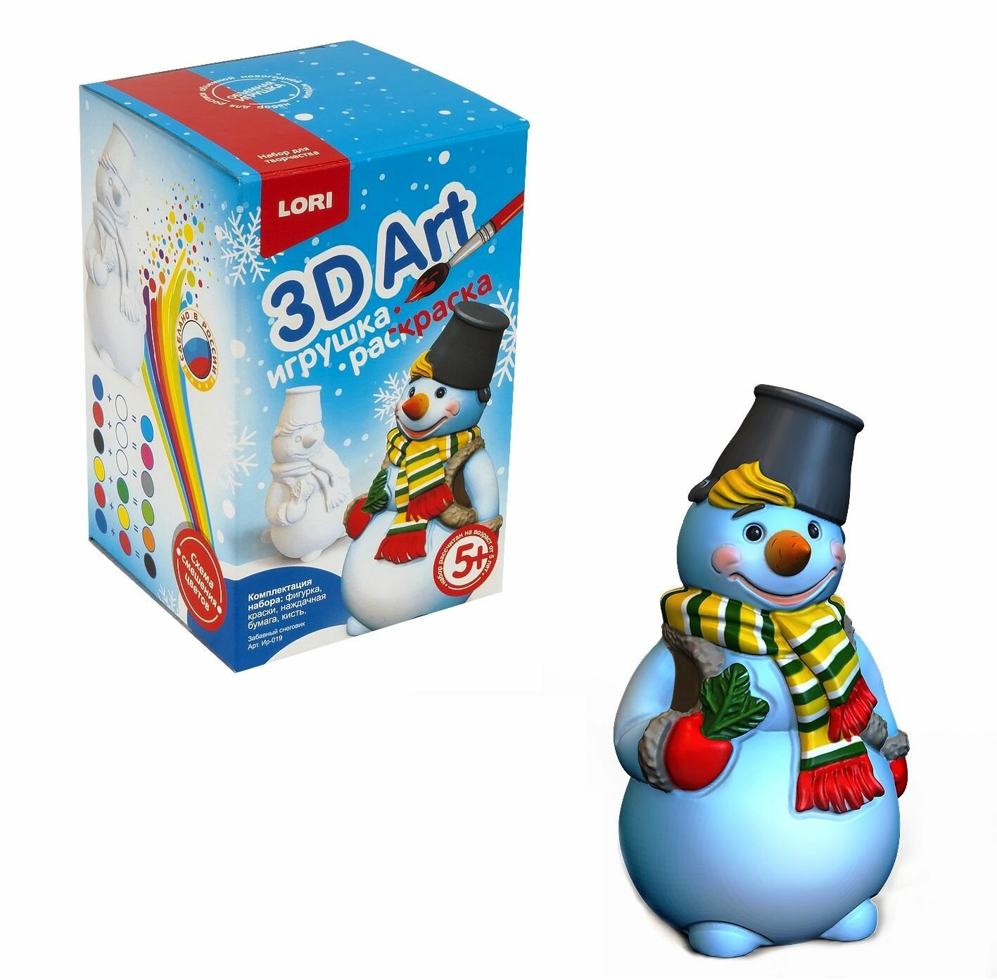 Набор для творчества 3D Art.Игрушка-раскраска "Забавный снеговик" Ир-019 Lori - фотография № 12