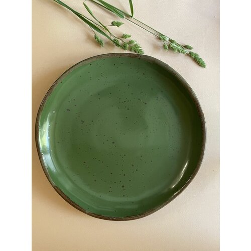 Тарелка 26.5 см асимметричная зелёная фарфоровая