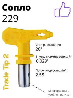 Сопло безвоздушное (229) Tip 2 / Сопло для окрасочного пистолета