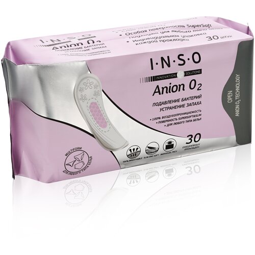 Ежедневные прокладки INSO Anion O2 мультиформ 30шт прокладки гигиенические inso гигиенические прокладки с анионовым слоем anion o2 super