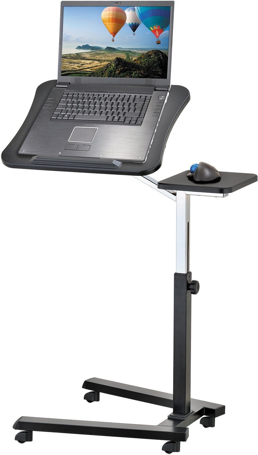 Tatkraft JOY Эргономичный стол для ноутбука на колесиках с подставкой для мышки, цвет: черный