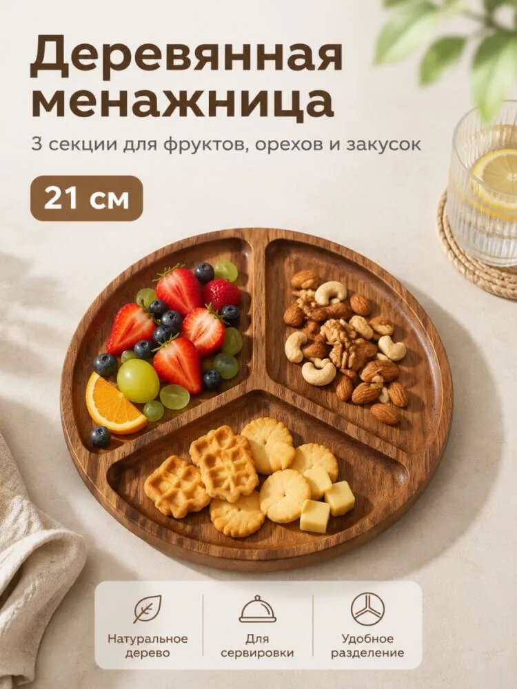 Салатник 21 см 1 шт светло-коричневый