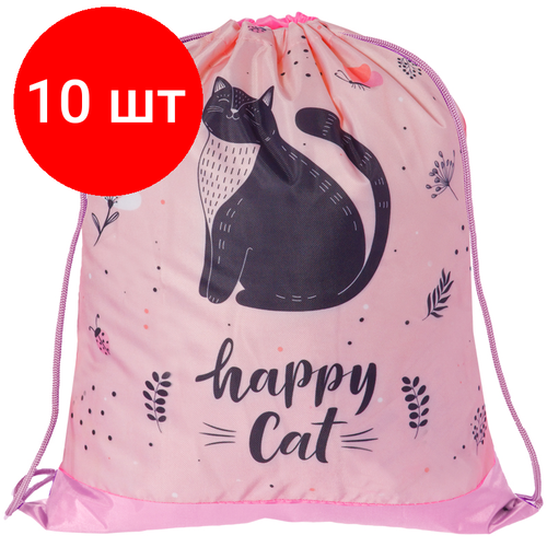 Комплект 10 шт, Мешок для обуви 1 отделение ArtSpace Cat, 340*420мм