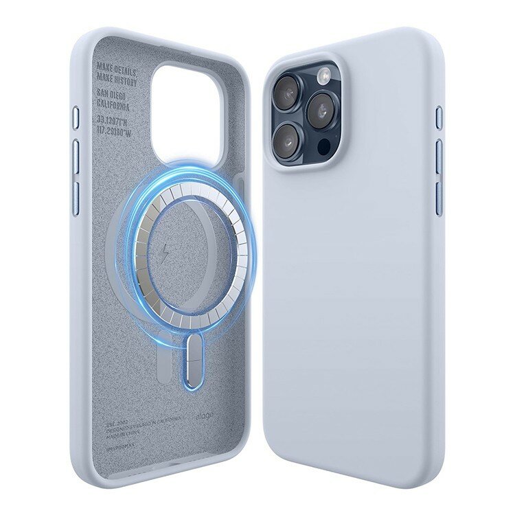 Elago силиконовый чехол для iPhone 15 Pro Max, Soft silicone (Liquid) Light Blue (MagSafe)