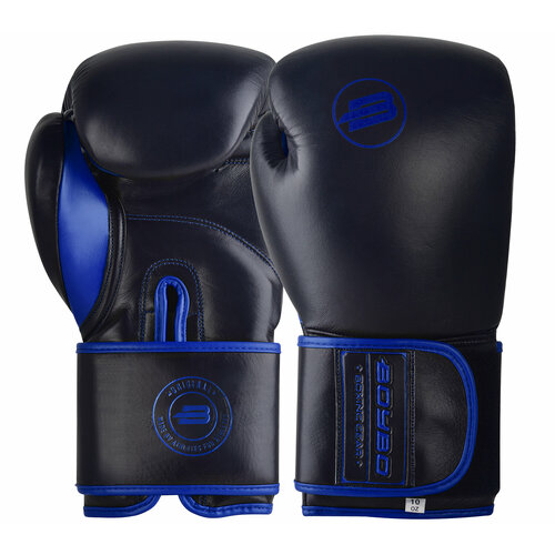 Перчатки боксерские BOYBO Rage BBG200 кожа, черный/синий, р-р, 14 OZ перчатки боксерские boybo rage bbg200 кожа черно красные 16 oz