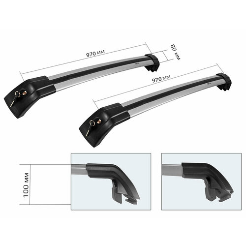 Аэродинамический багажник с замком и креплением на рейлинги CARCAM RAIL B8183 970мм 8265₽