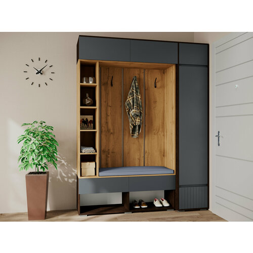 Модульная прихожая BOSA с пеналом 1602х2176х440 ВенгеГрафит софт 48990₽