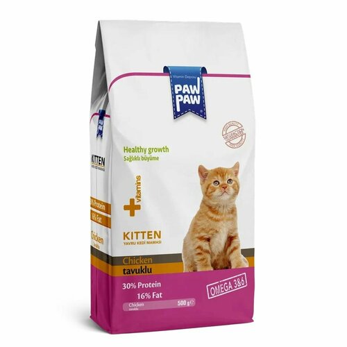 Pawpaw сухой корм для котят Kitten Cat Food with Chicken, 0,5кг 1 шт