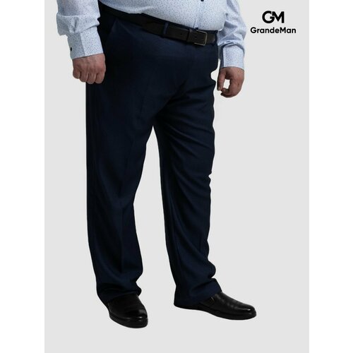 Брюки классические GrandeMan, размер 70/176, синий брюки grandeman размер 70 176 серый