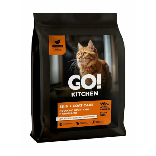 GO! KITCHEN Полнорационный беззерновой сухой корм для котят и кошек всех возрастов с лососем , 3,63 кг