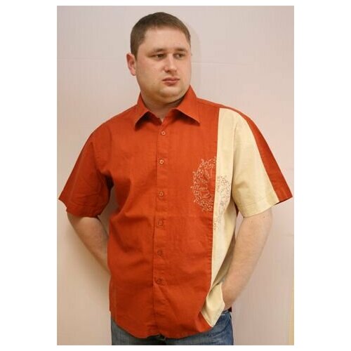 фото Рубашка maestro, размер 50-52/l/43 ворот, оранжевый