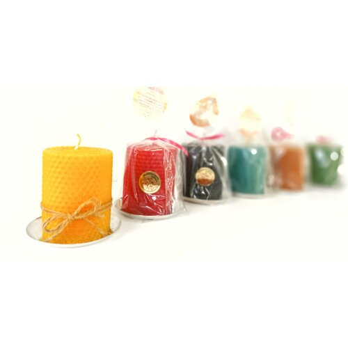 Свеча из чёрной вощины фонарик большой (7,5*5 см, время горения 6 часов), Медовые свечи Сибири, 1 шт.