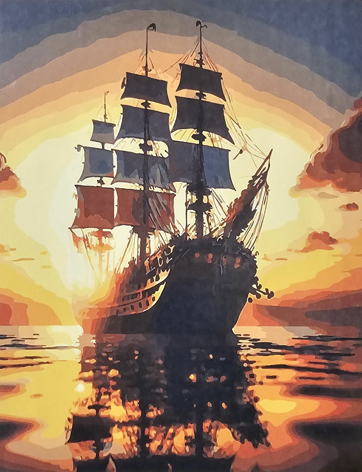Картина по номерам "Корабль на рассвете" холст на подрамнике 40x50 см, OK11383