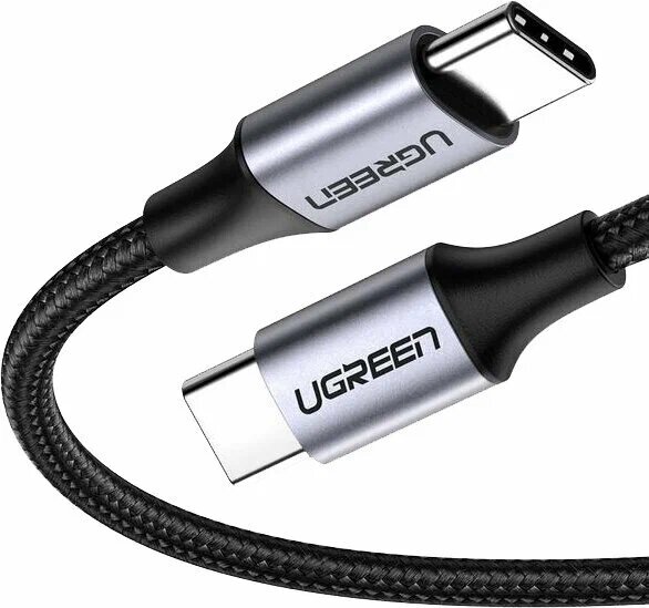 Кабель UGREEN US261 (50150), Type C to Type C, 3A, PD 60W, в оплётке, 1m, Black