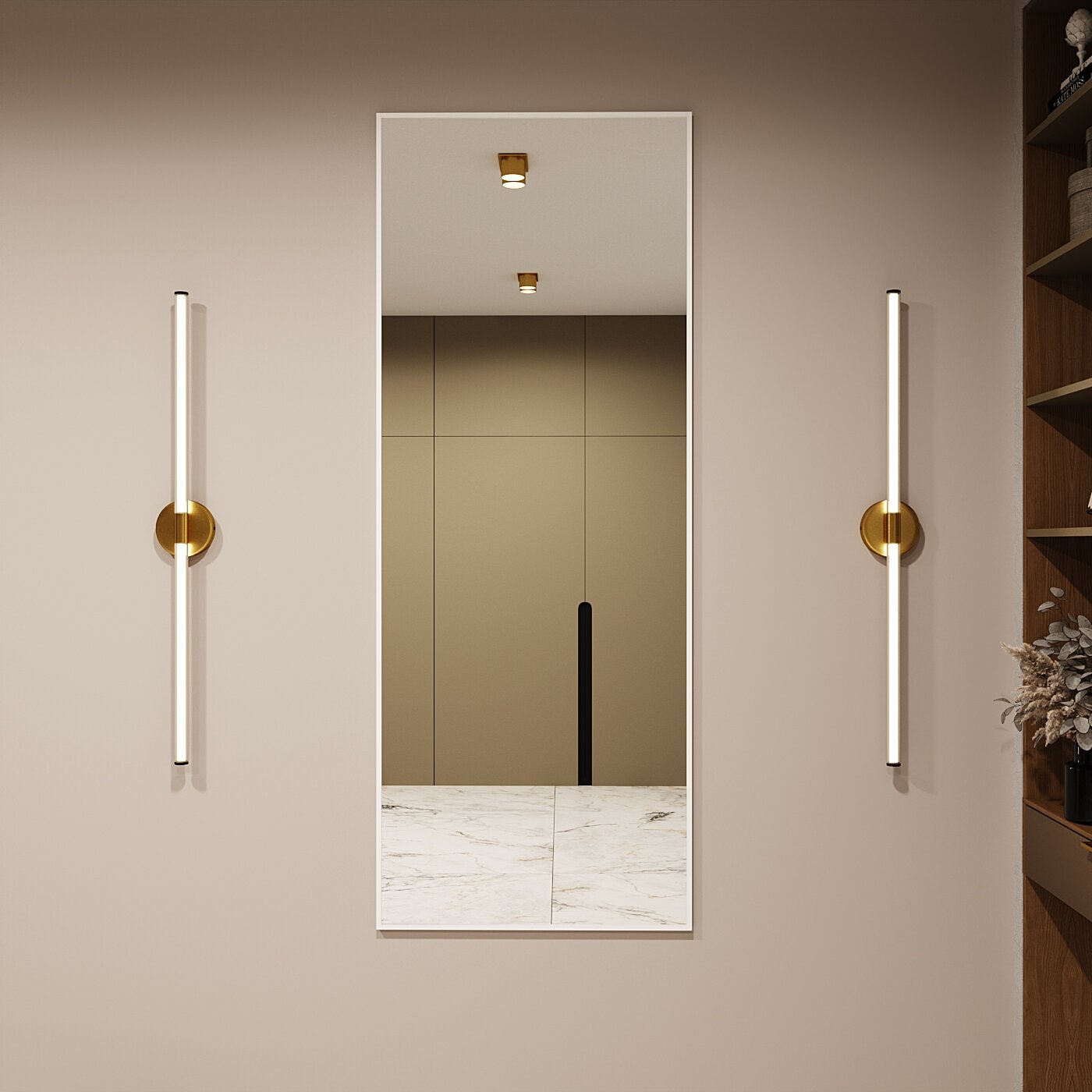 Зеркало в алюминиевой раме настенное ONE MIRROR 170х70 см. Белое