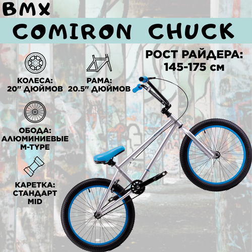 Велосипед BMX 20 COMIRON CHUCK Рама 20.5 silver blue / рост 145-175