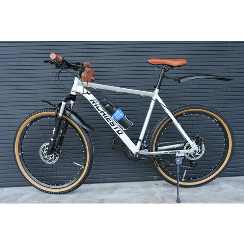 Велосипед горный RICHIESTO 26 21s Алюминиевая рама 19 Взрослый Спортивный Унисекс серебро 24700₽