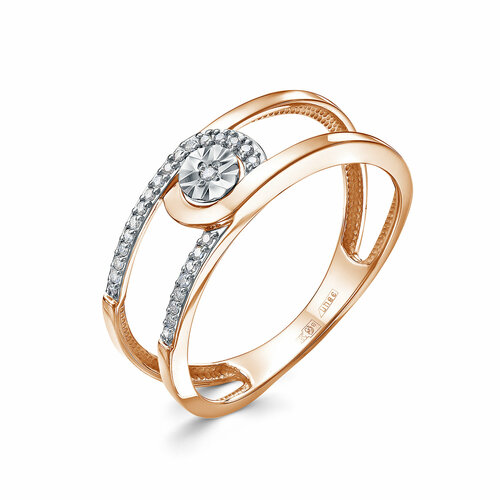 Кольцо Diamant online, красное золото, 585 проба, бриллиант, размер 16.5