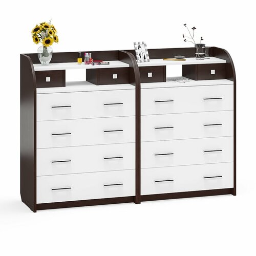 Два комода Мебельный Двор К6 на 6 ящиков каждый венгебелый шагрень 160х43х110 см 22160₽