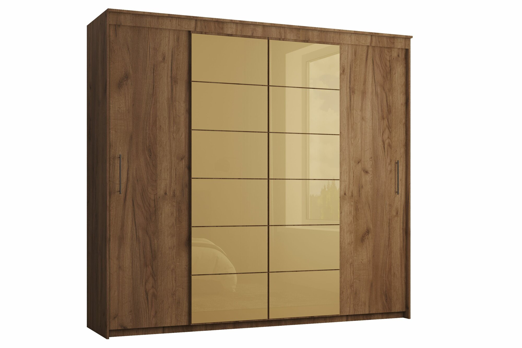 Шкаф-купе "Арманд 4" 220-45-240 Дуб Крафт Табачный и оракал светло-коричневый 081М наполнение белье-платье-платье