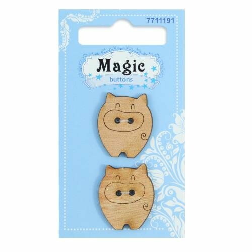 фото Пуговицы фигурные magic buttons 'поросенок', 25*21 мм, 2 прокола, дерево, 2 шт