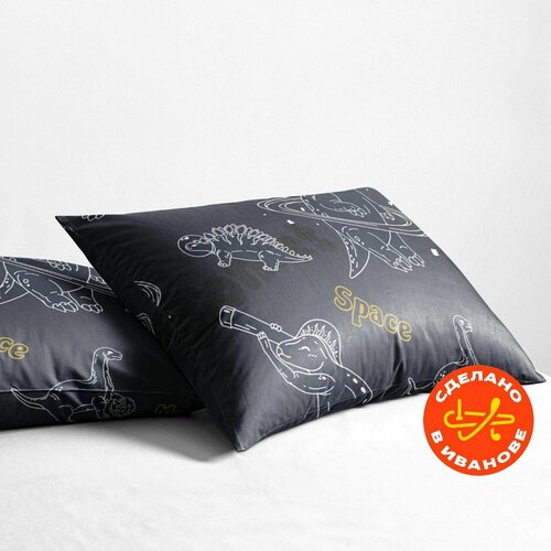 Детская наволочка 50х70 см - 1 шт, Wake me Wake Тиррекс, ткань перкаль , 100% хлопок