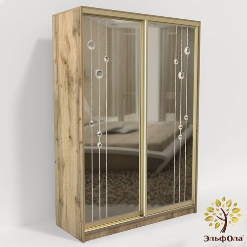 Изображение товара Шкаф-купе ЭльфОла "Роса", ЛДСП, 180х45х220, цвет дуб вотан/золото