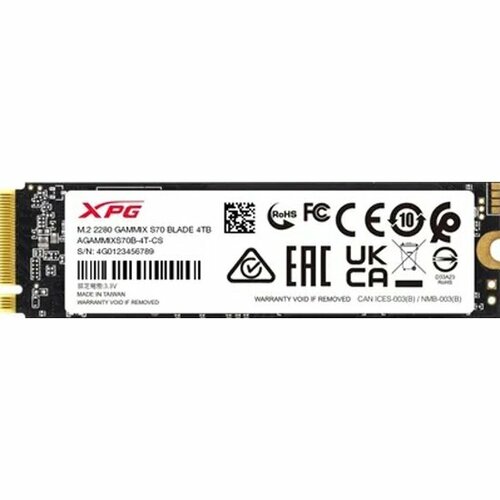 SSD диск M2 2280 Adata GAMMIX S70 BLADE PCIe 40 x4 4TB AGAMMIXS70B-4T-CS 35455₽