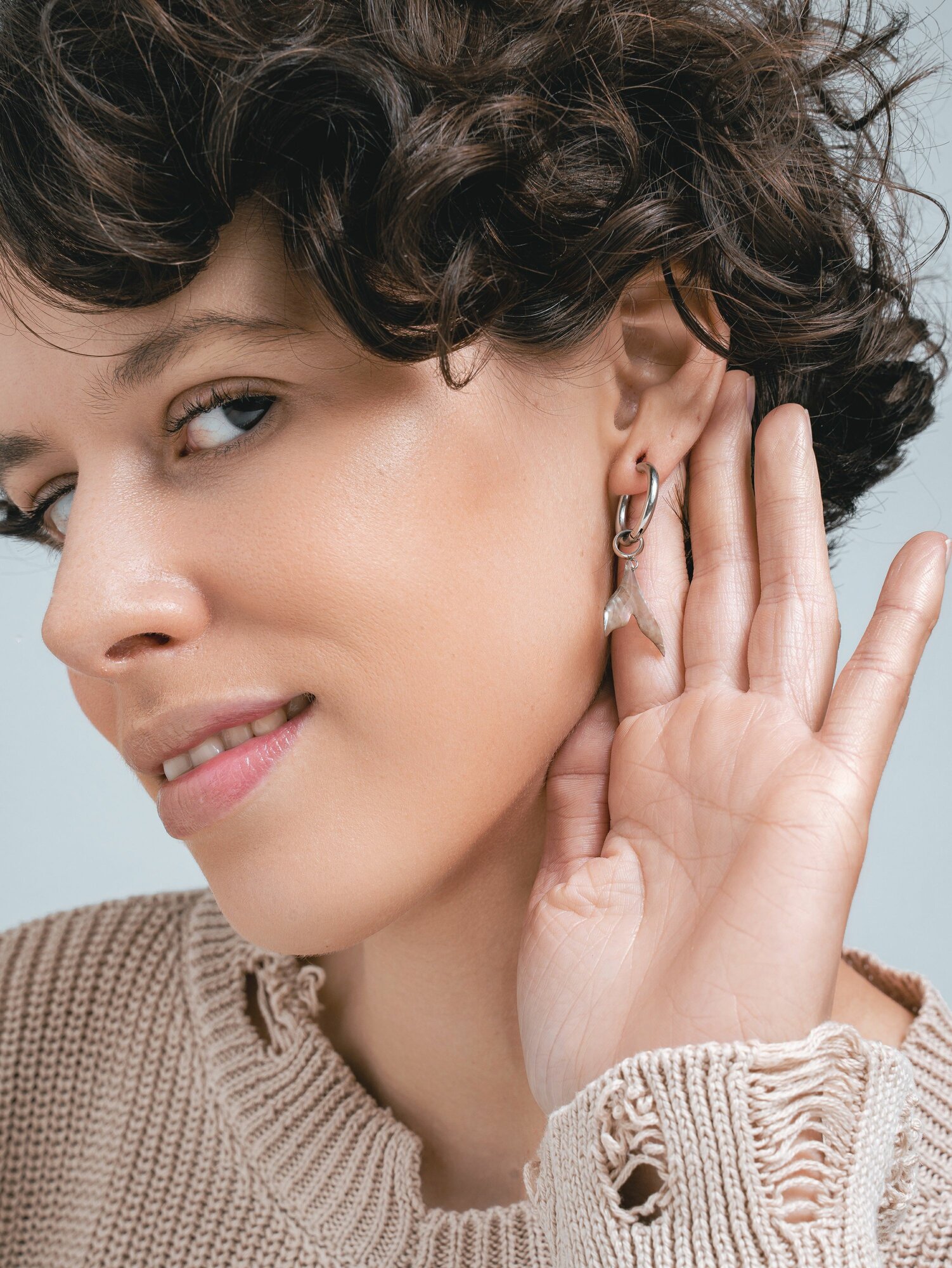 Серьги ДУША_BRAND, перламутр, серебристый — фото 1