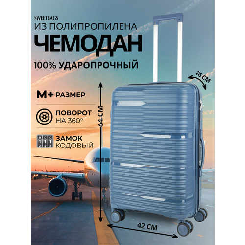 фото Чемодан sweetbags, 70 л, размер m+, темно-синий