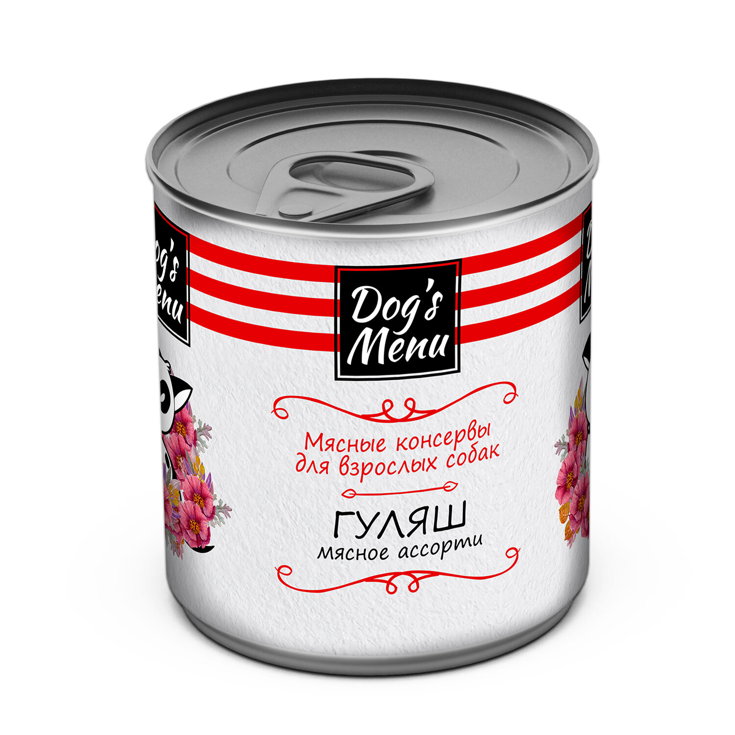 Dog`s Menu 750 г консервы для взрослых собак гуляш мясное ассорти 1х6 — фото 1