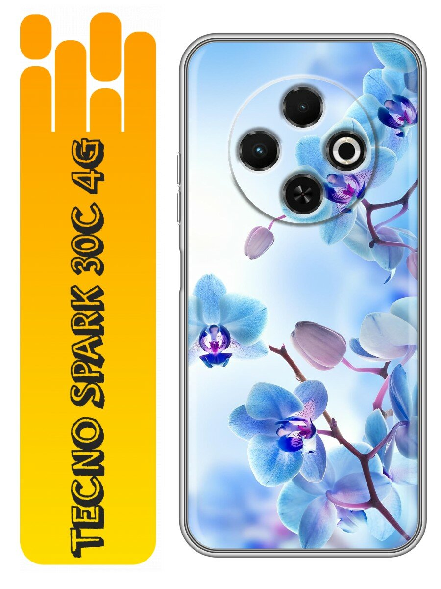 Чехол для Tecno Spark 30C с принтом Цветы орхидеи (Техно Спарк 30С)