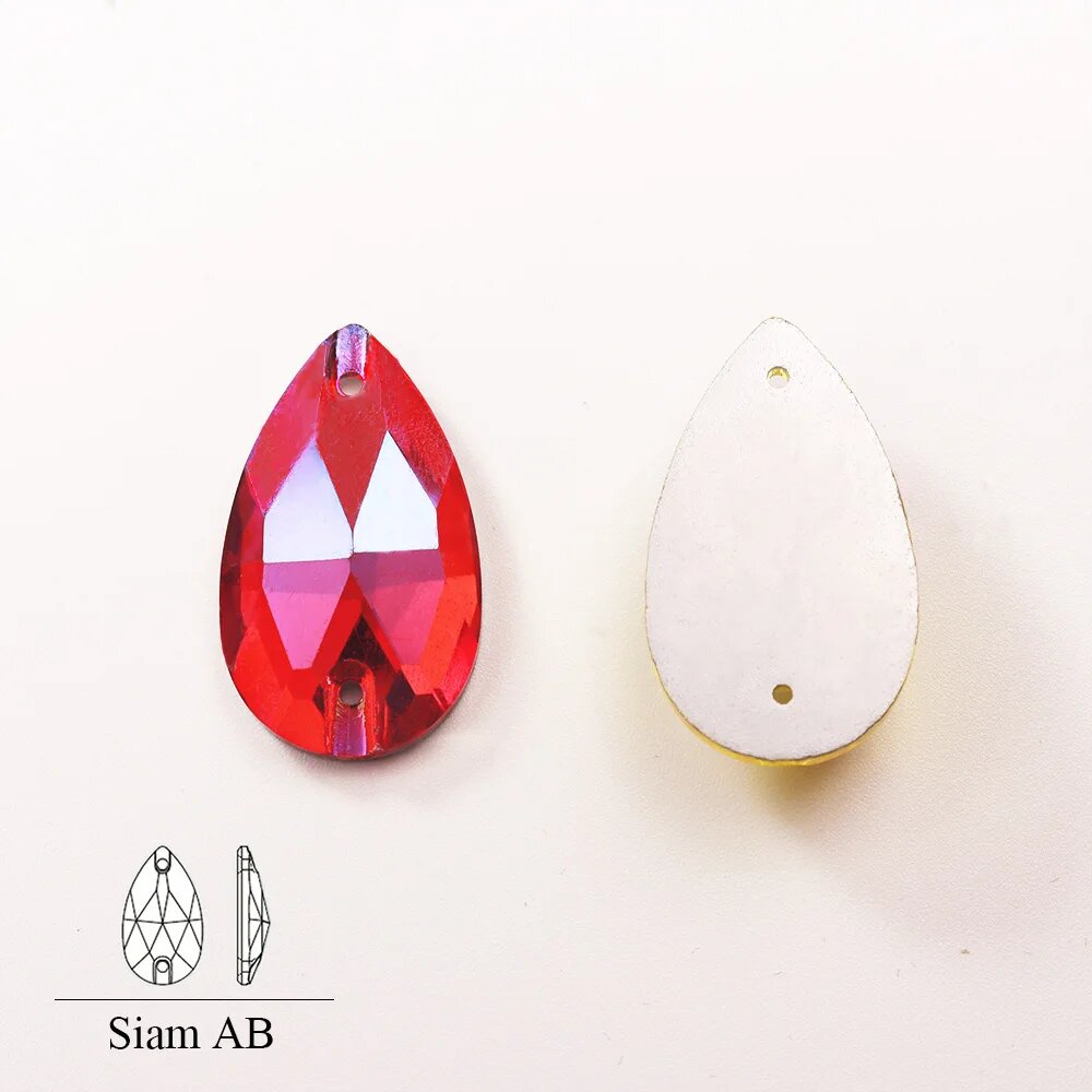 Стразы стекло JIN для рукоделия Siam AB 11x18mm 28pcs