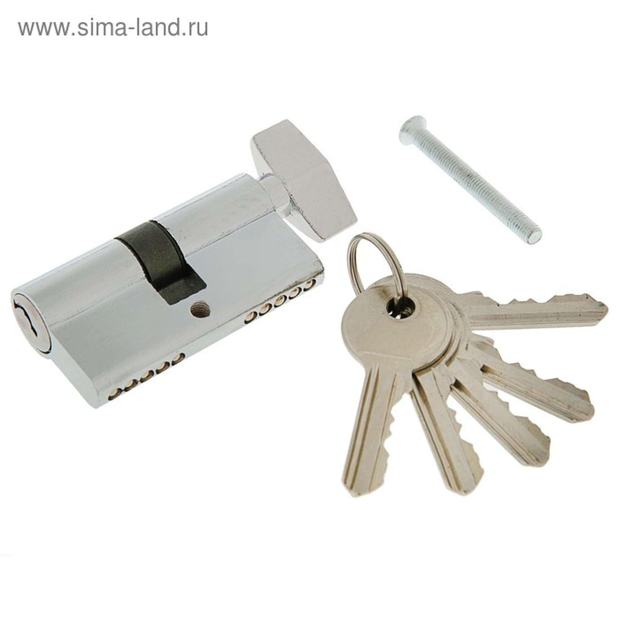 Цилиндровый механизм 60 мм с вертушкой английский ключ 5 ключей цвет хром