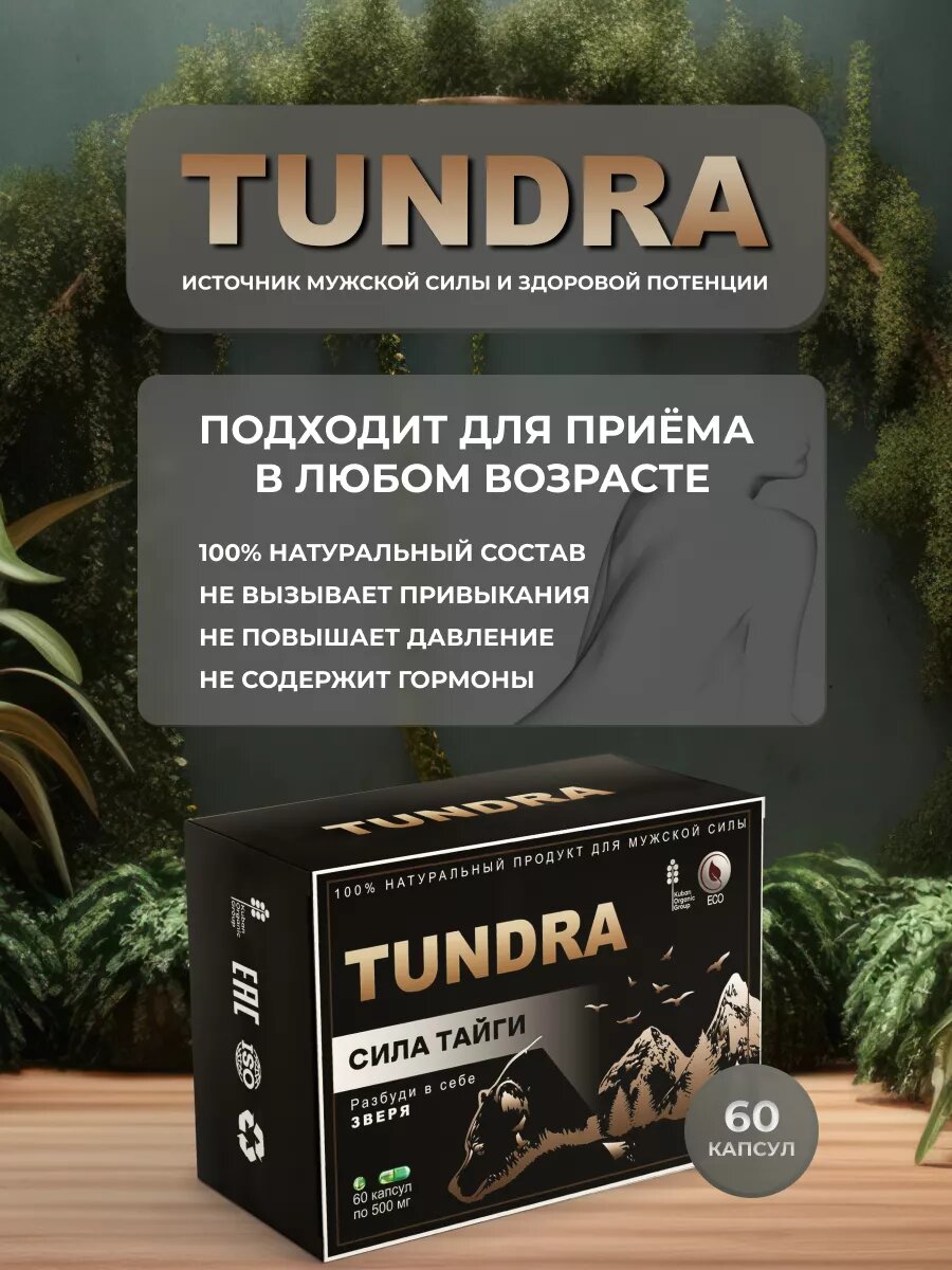 Капсулы "Tundra", для потенции и эрекции, натуральный состав, для мужчин