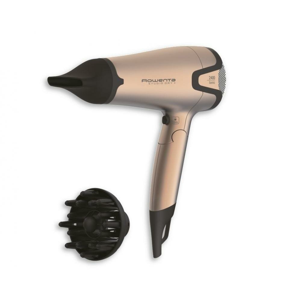 Фен Rowenta Studio Dry+ CV5460F0, 2400 Эффиватт с ионизацией, 6 режимов, складная ручка, бронза/черный