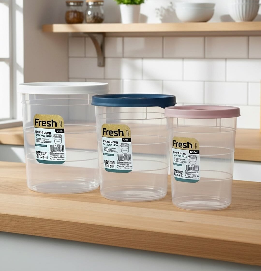 Круглые пластиковый контейнеры с крышкой для хранения продуктов.0,08 л