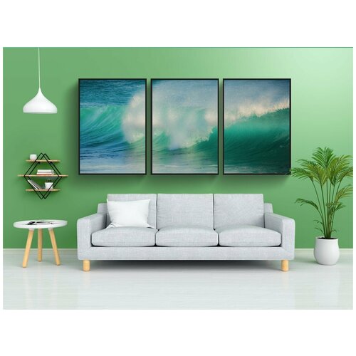 фото Набор модулных постеров для интерьера "серфить, море, природа" 60x90 см. в тубусе, без рамки lotsprints