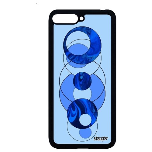 фото Противоударный чехол на смартфон // huawei y6 2018 // "круги" кольца круг, utaupia, голубой