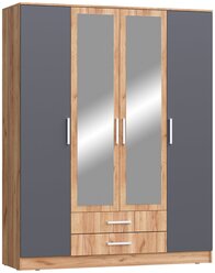 Шкаф Миф Мартина 4-дверный графит / дуб крафт 160х52х201.6 см