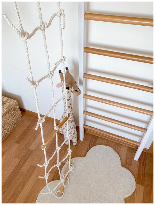 Веревочная лестница детская с сетью Woodream-Baby, Пиратка малая, х/б канат, гладиаторская сетка