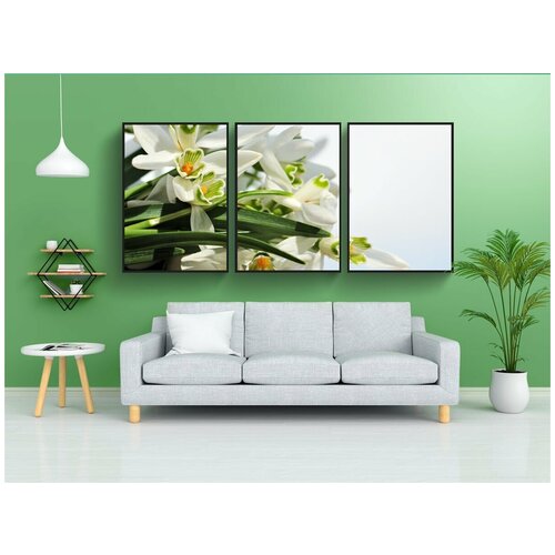 фото Набор модулных постеров для интерьера "подснежник, небеса, синий" 60x90 см. в тубусе, без рамки lotsprints