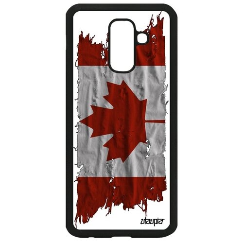 фото Противоударный чехол на мобильный // galaxy a6 plus 2018 // "флаг канады на ткани" патриот дизайн, utaupia, белый