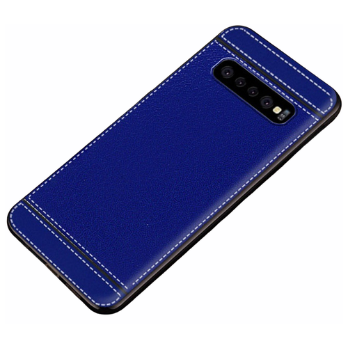 Чехол MyPads для Samsung Galaxy S10 Plus из качественного износостойкого силикона с декоративным дизайном под кожу с тиснением синий чехол mypads для samsung galaxy s8 из качественного износостойкого силикона с декоративным дизайном под кожу с тиснением коричневый
