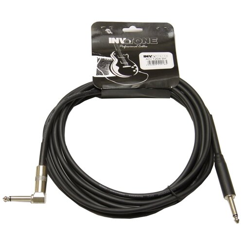 INVOTONE ACI1204/BK - инструм. кабель, 6,3 джек моно - 6,3 джек моно угловой, длина 4 м (черный)