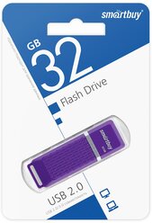 Флеш-карта SmartBuy Quartz series Violet, 32 Гб, USB 2.0, чтение до 25 Мб/с, фиолетовая