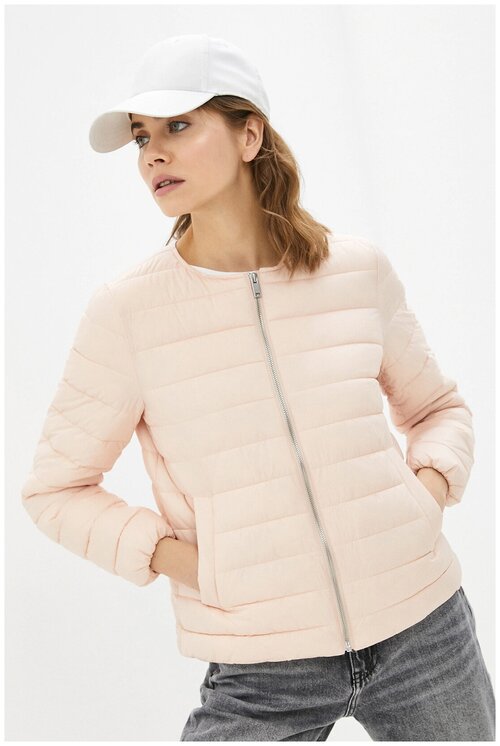 Куртка  Baon, демисезон/зима, укороченная, силуэт прямой, без капюшона, карманы, манжеты, размер 48, розовый